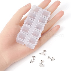 20Pcs 10 Style 201 Stainless Steel Stud Earring Findings&nbsp;STAS-YW0001-70P