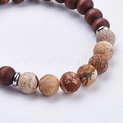 Frosted Mixed Gemstone Stretch Bracelets&nbsp;BJEW-JB03169