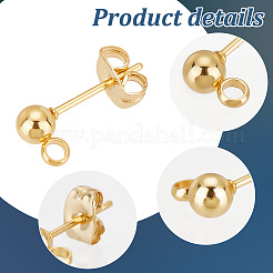 100Pcs 2 Color 304 Stainless Steel Ball Stud Earring Post&nbsp;STAS-PH0005-21