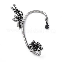316 Surgical Stainless Steel Black Cubic Zirconia Cuff Earrings&nbsp;EJEW-E300-27AS-02