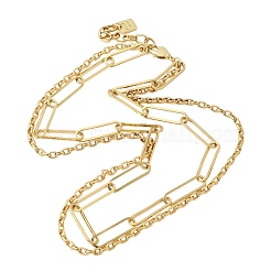 Brass Paperclip Chain Cable Chain Double Layer Necklaces&nbsp;NJEW-L013-17G