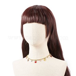 Heart & Cherry & Grape & Apple Enamel Fruit Charms Necklace&nbsp;NJEW-JN03964