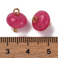 Natural White Jade Dyed Saucer Charms with Rack Plating Golden Tone Brass Bails&nbsp;KK-B103-17B-06