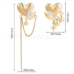 Clear Cubic Zirconia Heart with Moon & Star Asymmetrical Earrings&nbsp;JE968A