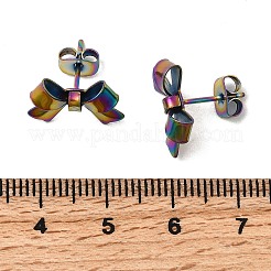 304 Stainless Steel Bowknot Stud Earrings&nbsp;EJEW-Z136-01RC