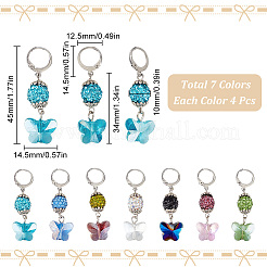 28Pcs 7 Styles Butterfly Glass Pendant Locking Stitch Markers&nbsp;HJEW-SC00092