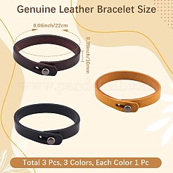3Pcs 3 Colors Punk Retro Handmade Leather Cord Bracelet for Men&nbsp;BJEW-CL0001-05