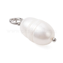 Natural Cultured Freshwater Pearl Rice Pendants&nbsp;PALLOY-JF04200-01