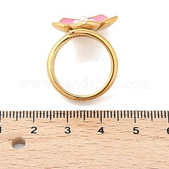 Flower 304 Stainless Steel Enamel Cuff Rings for Women&nbsp;RJEW-Z079-01G