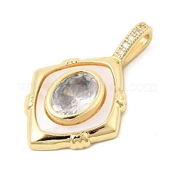 Brass Micro Pave Clear Cubic Zirconia Pendants&nbsp;KK-Z147-05G