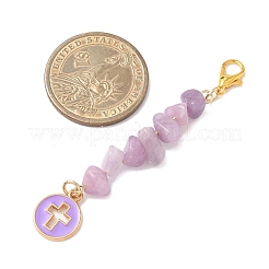 5Pcs Alloy Enamel Flat Round with Cross Pendant Decorations&nbsp;HJEW-JM04089
