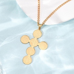Religion 304 Stainless Steel Saint Benedict Cross Pendant Twisted Chain Necklaces for Men Women&nbsp;NJEW-Z119-02G