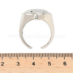 Heart Brass Micro Pave Cubic Zirconia Cuff Rings for Women&nbsp;RJEW-A069-08P