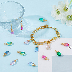 80Pcs 8 Colors Glass Pendants&nbsp;PALLOY-DC00017