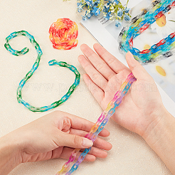 Two Tone Spray Painted Handmade Transparent Acrylic Cable Chains&nbsp;TACR-FH0001-04