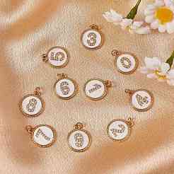 10Pcs 10 Style Brass Micro Pave Clear Cubic Zirconia Charms&nbsp;ZIRC-SZ0001-53
