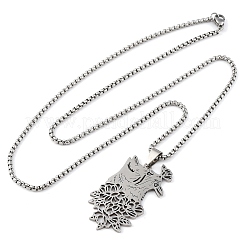 201 Stainless Steel Pendant Necklaces&nbsp;NJEW-C066-19P