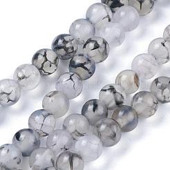Natural Dragon Veins Agate Bead Strands&nbsp;G-K166-14-6mm-01