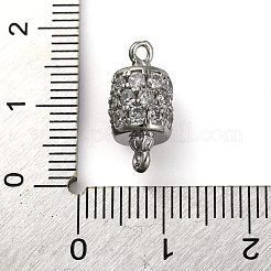 Brass Micro Pave Clear Cubic Zirconia Hollow Column Connector Charms&nbsp;KK-A230-05F-P