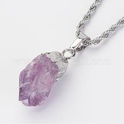 Natural Amethyst Pendant Necklaces&nbsp;NJEW-JN01879-01