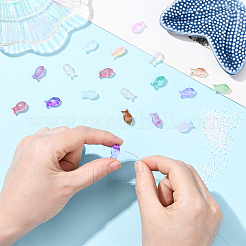 84Pcs 14 Colors Transparent Spray Painted Glass Beads&nbsp;GLAA-SC0002-87