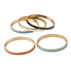 304 Stainless Steel Enamel Hinged Bangles&nbsp;BJEW-D408-43G