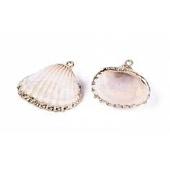 Electroplate Natural Shell Pendants&nbsp;SSHEL-Q100-14KCG