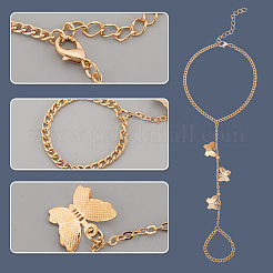 2Pcs 2 Colors Alloy Curb Chains Ring Bracelets&nbsp;BJEW-CY0001-10
