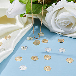 40Pcs 2 Colors Brass Coin Charms&nbsp;KK-DC0005-10