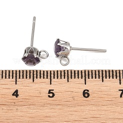 304 Stainless Steel Micro Pave Cubic Zirconia Stud Earring Findings&nbsp;STAS-H240-56P-07