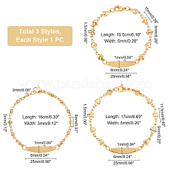 3Pcs 3 Style 304 Stainless Steel Oval Link Bracelets Set for Women&nbsp;BJEW-UN0001-24