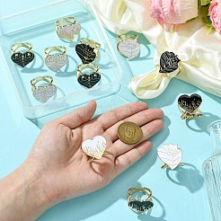 12Pcs 6 Styles Heart Golden Alloy Enamel Scarf Buckle Ring&nbsp;AJEW-CJ0001-34