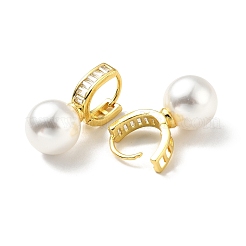 Plastic Pearl Dangle Stud Earrings with Clear Cubic Zirconia&nbsp;X-EJEW-A070-18G