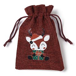 Christmas Theme Jute Cloth Storage Bags&nbsp;ABAG-F010-01A-06