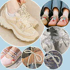 36Pcs 18 Styles Resin & Alloy & Plastic Imitation Pearl Bowknot Shoe Charms&nbsp;HJEW-PH02291
