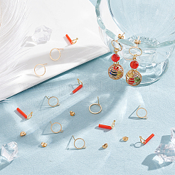 30Pcs 3 Style Brass Cricle Stud Earring Findings&nbsp;KK-AR0002-99