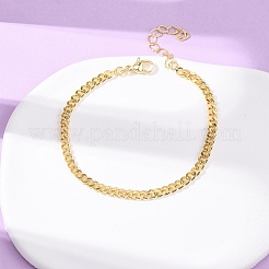 Brass Curb Chain Bracelets for Women&nbsp;LS-BJEW-C140-15G