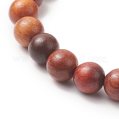 Natural Wood & Synthetic Turquoise Beaded Stretch Bracelet for Men Women&nbsp;BJEW-JB09291