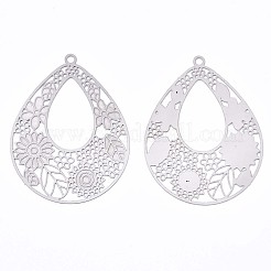 Non-Tarnish 304 Stainless Steel Filigree Pendants&nbsp;STAS-T057-15P
