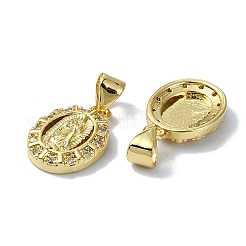 Rack Plating Real 18K Gold Plated Brass Micro Pave Cubic Zirconia Pendants&nbsp;KK-B084-09G