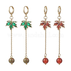 Maple Leaf Brass Micro Pave Cubic Zirconia Leverback Earrings&nbsp;EJEW-JE06917