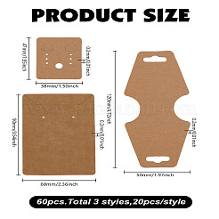 60Pcs 3 Styles Kraft Paper Display Cards for Earrings&nbsp;CDIS-LP0001-22