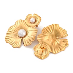 304 Stainless Steel with Plastic Imitation Pearl Stud Earrings for Women&nbsp;EJEW-Z057-07G