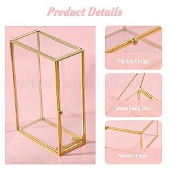 Transparent Glass Jewelry Organizer Display Cases with Metal Frame&nbsp;AJEW-WH0410-465B