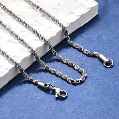 Non-Tarnish 304 Stainless Steel Rope Chain Necklaces&nbsp;X-STAS-M174-014P-B