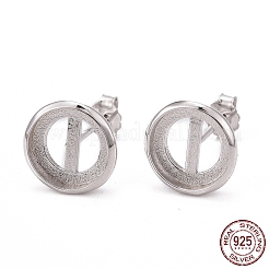 Anti-Tarnish Rhodium Plated 925 Sterling Silver Stud Earring Settings&nbsp;STER-F032-01P