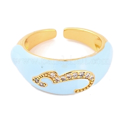 Number 3 Brass Micro Pave Clear Cubic Zirconia Open Cuff Rings&nbsp;RJEW-U009-02B-G
