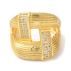 Double Layer Brass Micro Pave Cubic Zirconia Open Cuff Rings&nbsp;RJEW-U008-09G