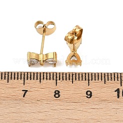 Bowknot 304 Stainless Steel Clear Cubic Zirconia Stud Earrings&nbsp;EJEW-G448-01G