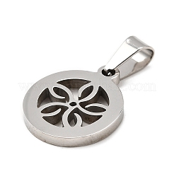Flat Round with Flower 304 Stainless Steel Pendants&nbsp;STAS-M121-03P